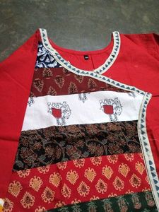 Red Patchwork Tunic Dress