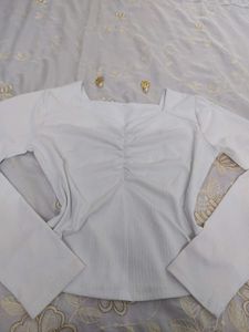 Cute White V Neck Top