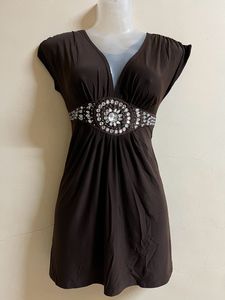 FIXED PRICE ✨ Brown Embellished Mini Dress