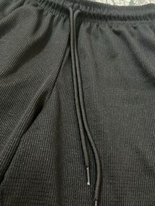 Black Textured Knit Shorts