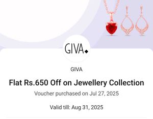 GIVA 650rs Coupon For Men And Women Any Jwellery
