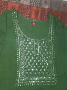 Green Embellished Kurta