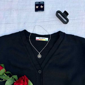 black cardigan