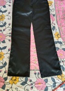Leather Dark Black Straight Fit Jeans