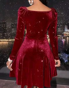 Velvet Mini Dress - Long Sleeve