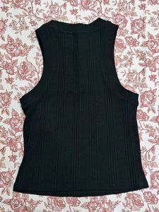 Zara Black Ribbed Tank Top Size S