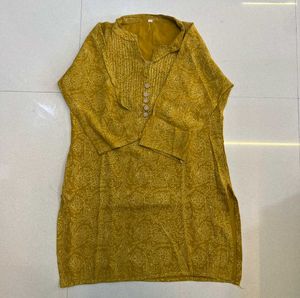 Mustard Pintuck Cotton Kurti