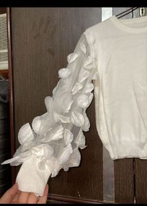 Ruffle Net Sleeves Top