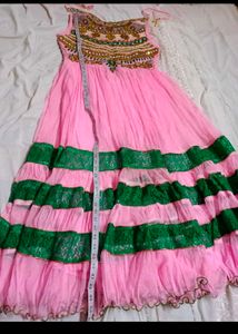 PINK ETHINIC GOWN WITH SET OF THREE