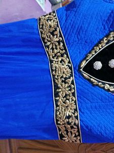 New One Elegant Blue &amp; Gold Anarkali Dress