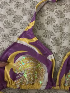 Purple Embellished Bikini