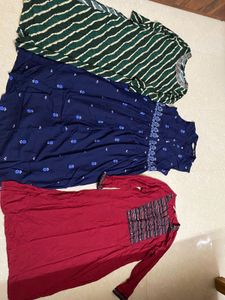 Pack Of 3 Kurti Combo Ethnic Dress Bundle - Size M