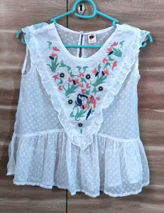 White Chiffon Top For Young Girls (13-14yrs)