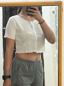 Ribbed White Crop Top
