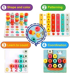 TOPBRIGHT Rainbow Stack &amp; Lacing Button Peg Board