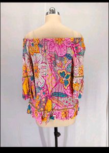 New Off Shoulder Floral Top With Trim