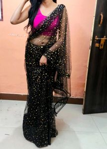 Black Net Saree