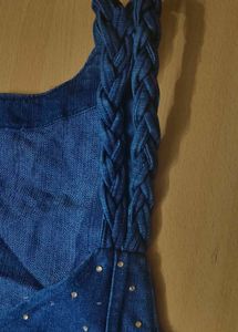 Denim Vest with Braided Straps