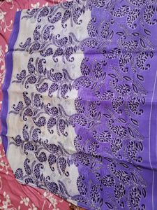 Jute Saree White, Lavender