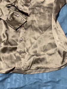 Golden Party Hour Satin Shirt With Buttons And Collar