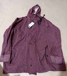 Arise Burgundy Hooded Casual Jacket, 4XL Size
