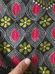 Black cotton kurta with kathastich design