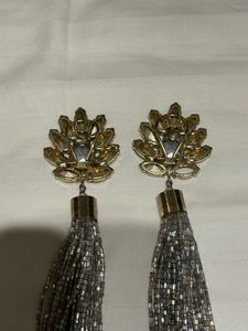 Beautiful Silver Earrings With Long Tassels