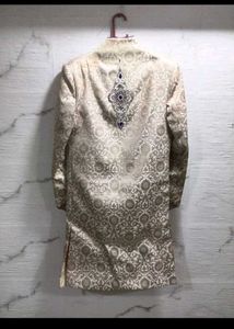 Designer Wedding Sherwani For Men @ - Gold Colour