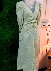 VTG Pistachio Gathered Ruched Dress