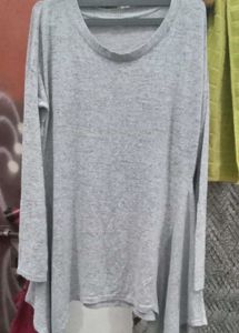 Gray Long Sleeve Top For Winter