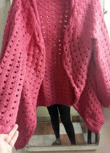 Pink Crochet Cardigan