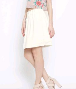 White Mini Flowy Skirt Free Size
