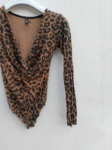 Leopard Branded Bodysuit Top.
