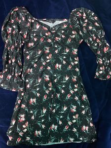 floral mini black dress
