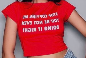 Red Graphic Crop Top