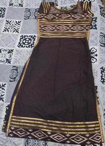 Brown & Gold Embellished Dress