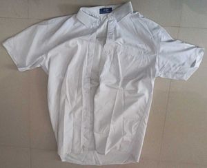 White Short Sleeve Button-Down Shirt