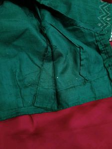 Tailored Green Blouse with Embellishments