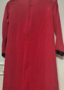 Red A-line Suit With Velvet Legging.