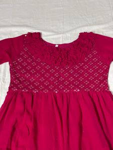 GEOGRETTE DARK PINK MAXI DRESS