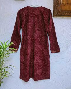 Pinkish Maroon Embroidered Kurta