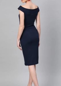 Athena Navy Off-the-Shoulder Dress