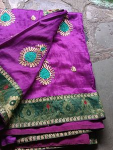 Purple Embroidered Saree
