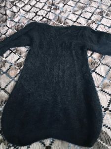 Cozy Black Knit Sweater Dress