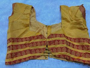 Mango Yellow With Red Colour Stitched Blouse