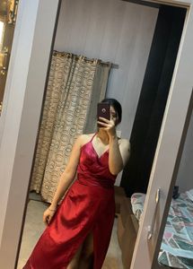Pretty Satin Party Slit Dress🎀❤️💗