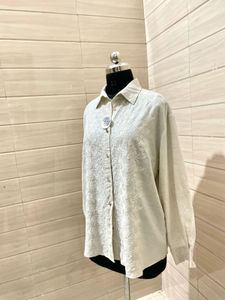 Oversized Embroidered Linen Shirt  Top