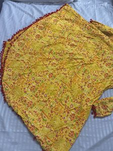 Yellow Printed Anarkali Suit