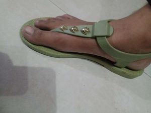 Green T-Strap Sandals