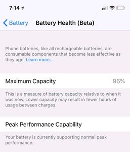 iPhone Battery Health 96%